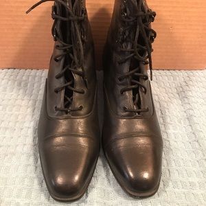 Black leather ankle boots